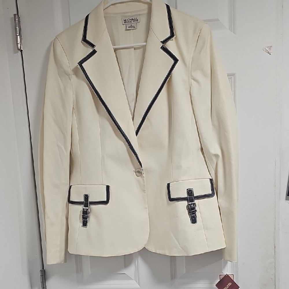Michael Kors Cream Blazer with BrownTrim